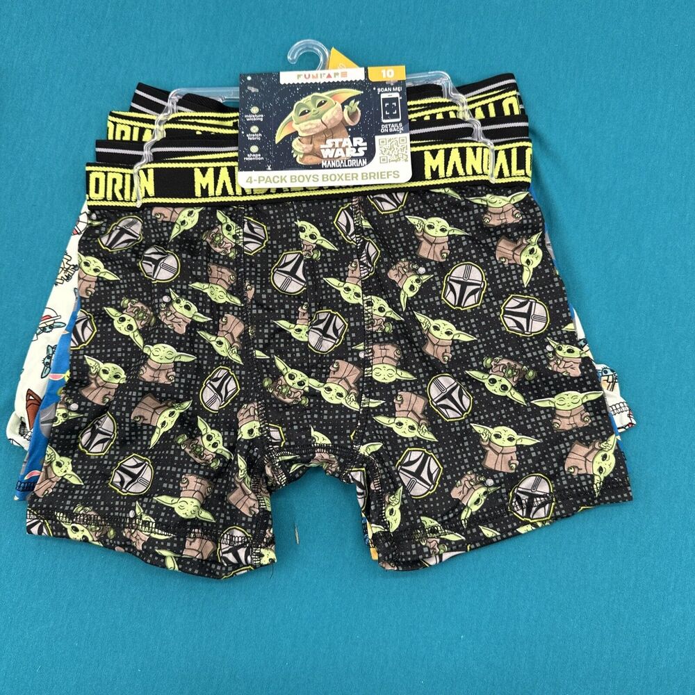 Star Wars The Mandalorian Boys 4 Pack Boxer Briefs Size 10